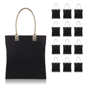 12 pcs Cotton Canvas Craft Totes with Metallic Handles