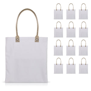 12 pcs Cotton Canvas Craft Totes with Metallic Handles