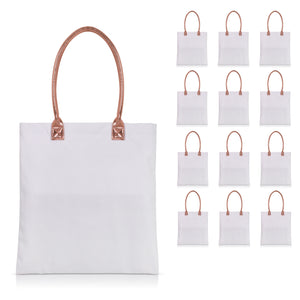 12 pcs Cotton Canvas Craft Totes with Metallic Handles