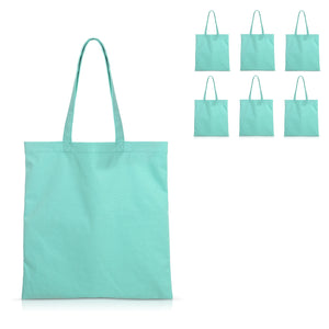 6 pcs Aqua Cotton Canvas Craft Totes