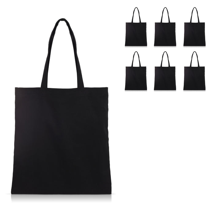 6 pcs Black Cotton Canvas Craft Totes