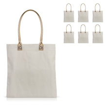 Load image into Gallery viewer, 6 pcs Ivory Cotton Canvas Craft Totes with Metallic Handles
