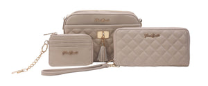 Femme Beaute - Quilted Handbag Set with Gold Hardware - Crossbody Bag, Wallet, and Coin Purse