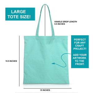 6 pcs Aqua Cotton Canvas Craft Totes