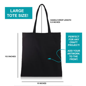 6 pcs Black Cotton Canvas Craft Totes