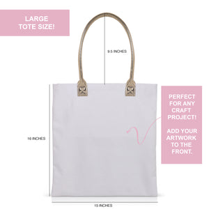 6 pcs White Cotton Canvas Craft Totes with Metallic Handles